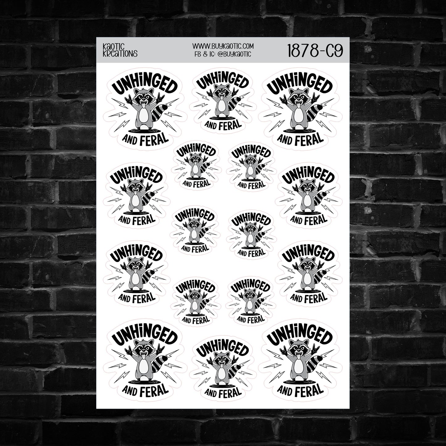 Unhinged and Feral Raccoon Sticker Sheet