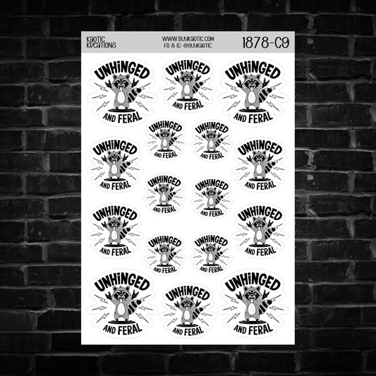 Unhinged and Feral Raccoon Sticker Sheet
