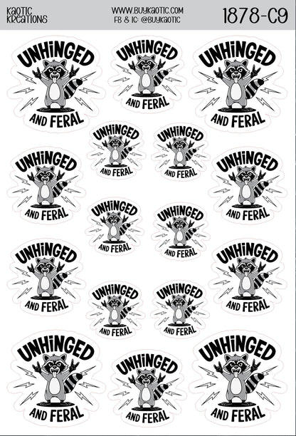 Unhinged and Feral Raccoon Sticker Sheet