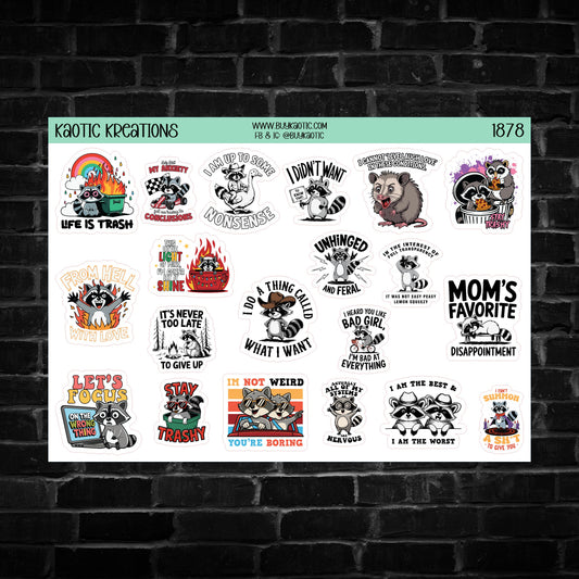 Sarcastic Raccoons Sticker Sheet