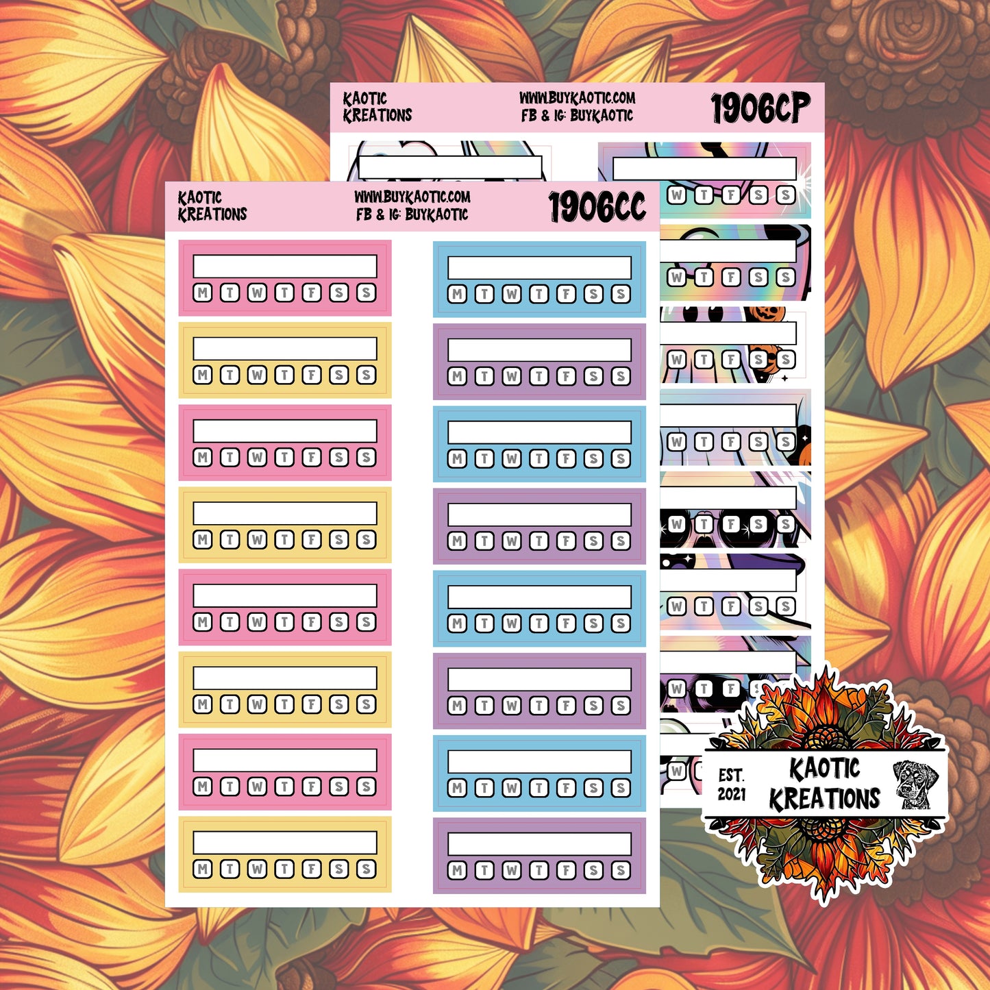 Holo Halloween Quarter Box Tracker Planner Stickers
