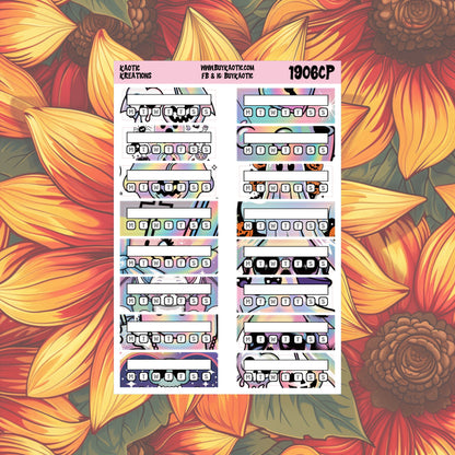 Holo Halloween Quarter Box Tracker Planner Stickers