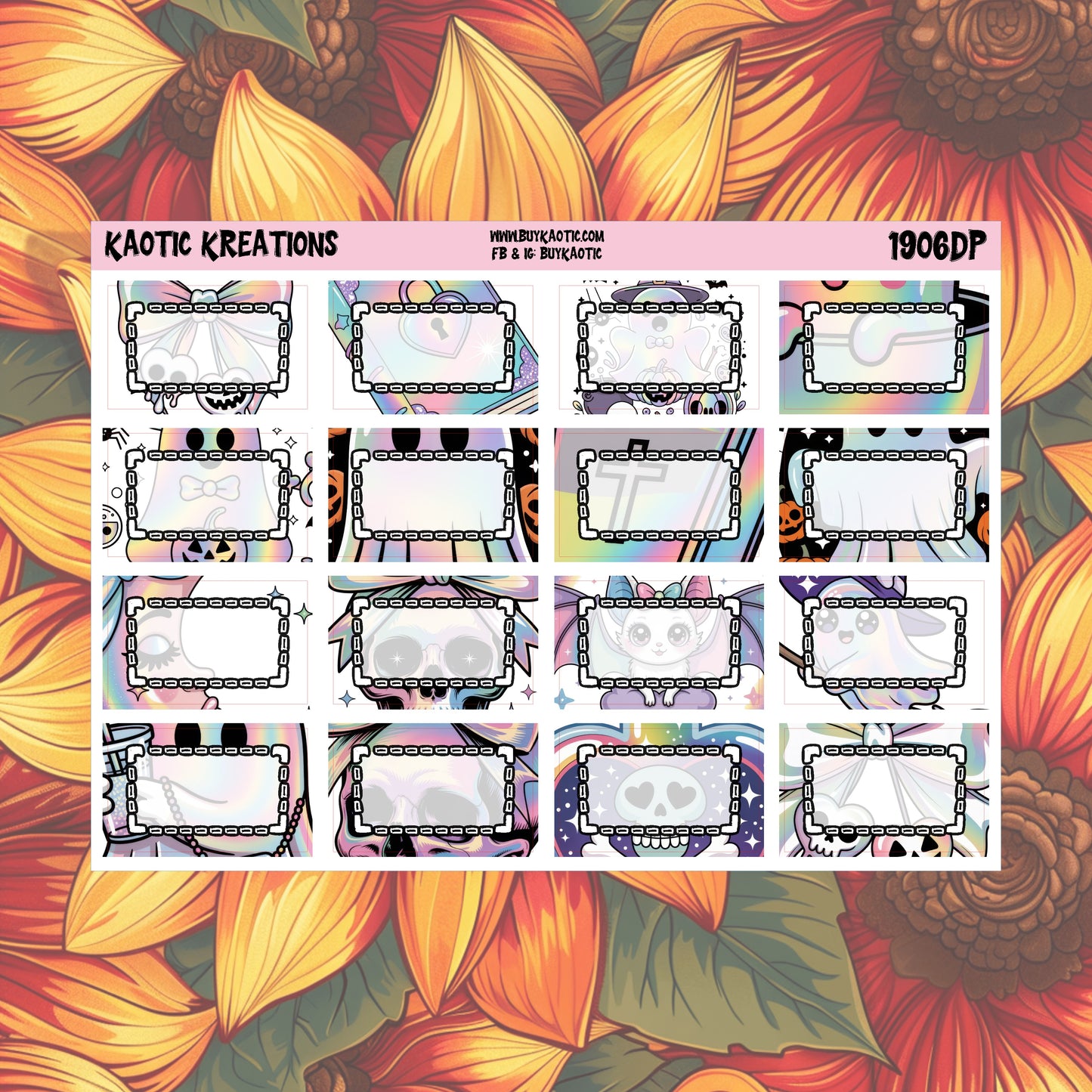 Holo Halloween Half Box Planner Stickers