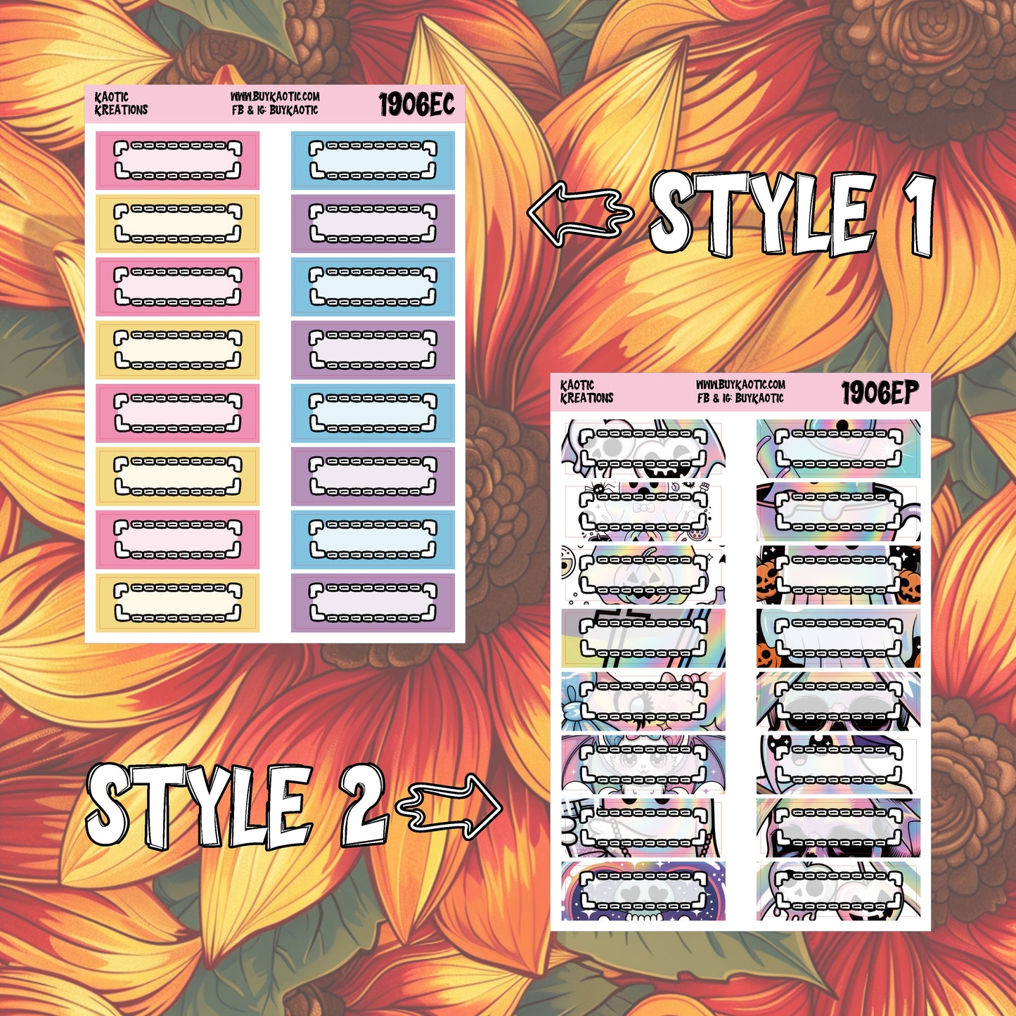 Holo Halloween Quarter Box Planner Stickers