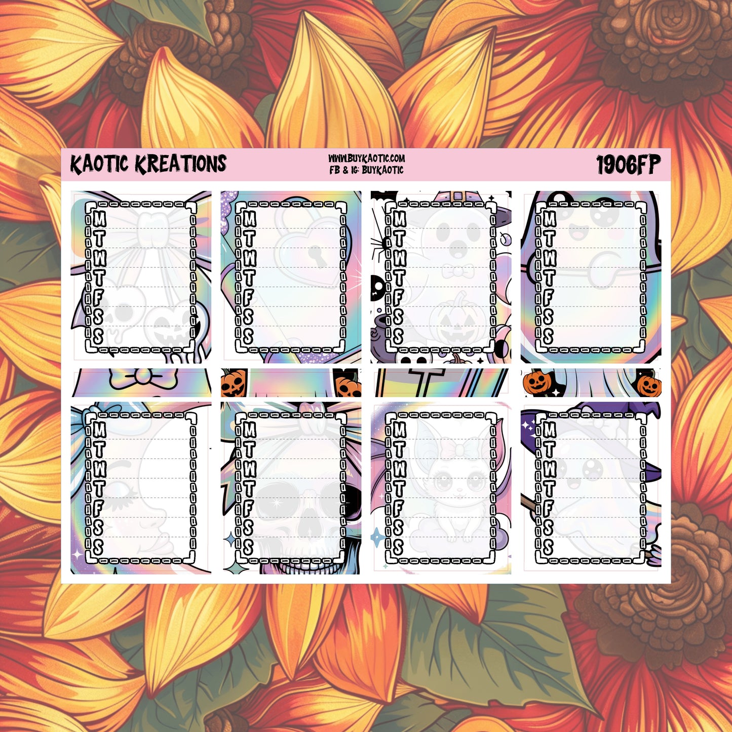 Holo Halloween Full Box Tracker Planner Stickers