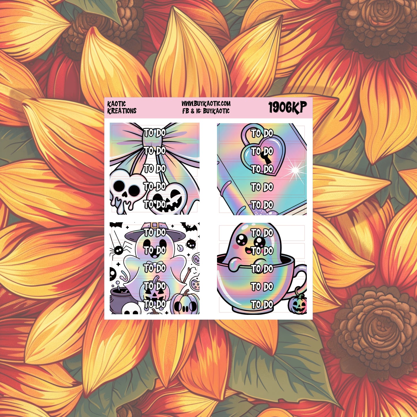 Holo Halloween To Do Header Planner Stickers