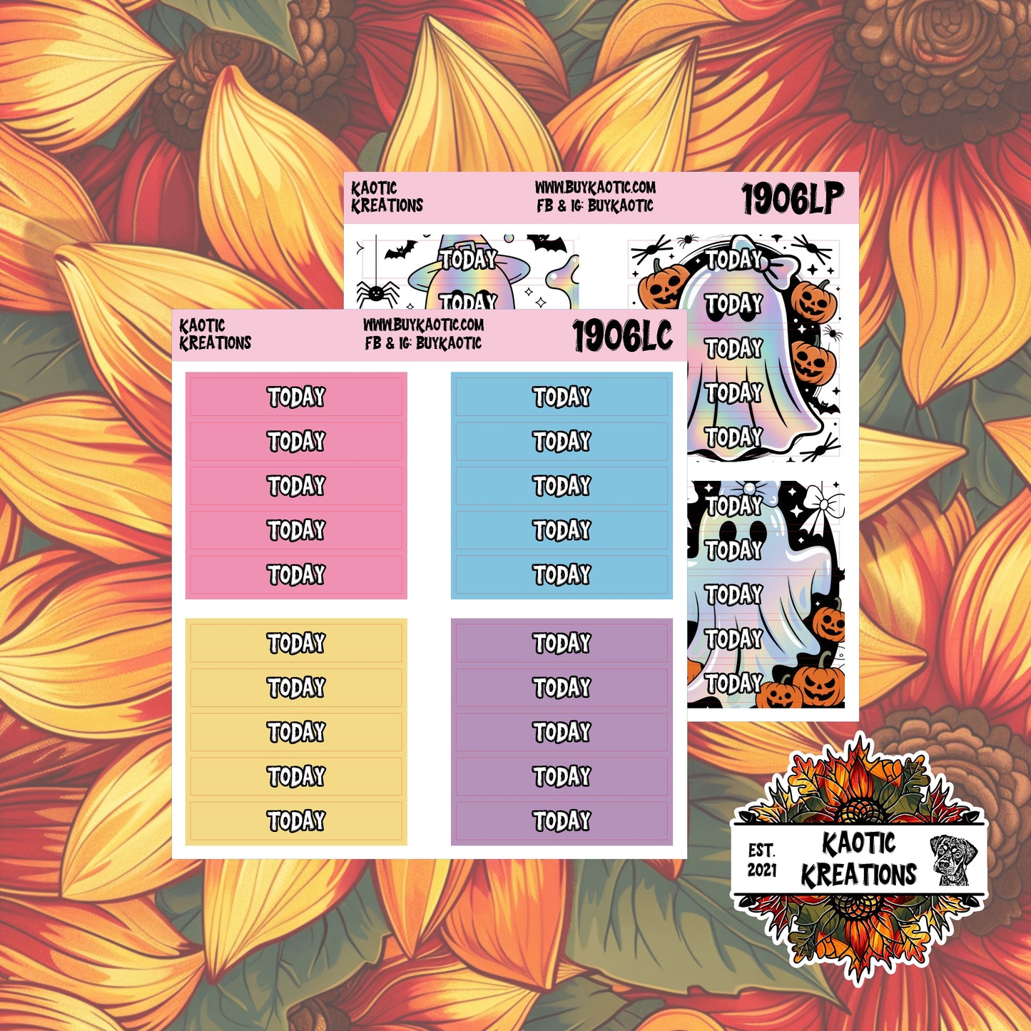 Holo Halloween Today Header Planner Stickers