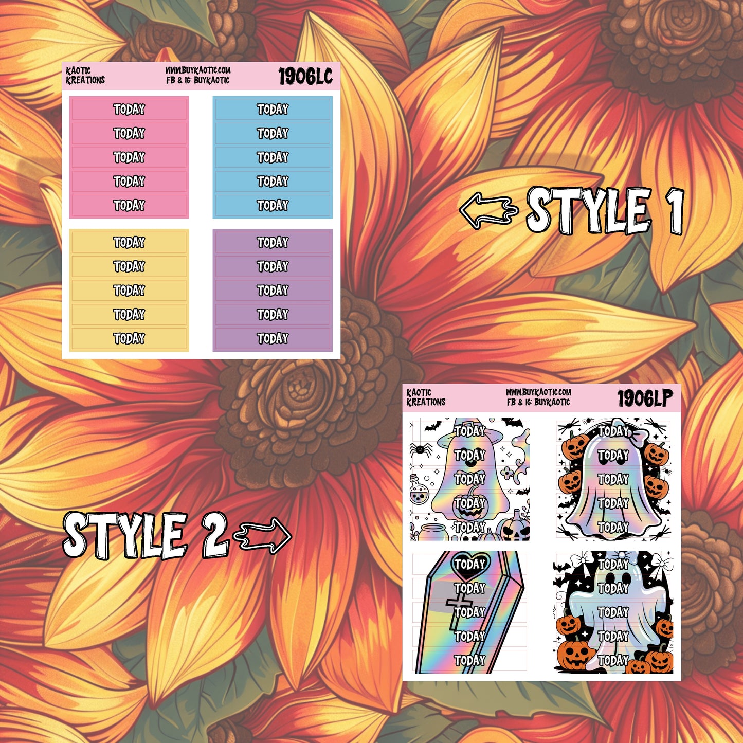 Holo Halloween Today Header Planner Stickers