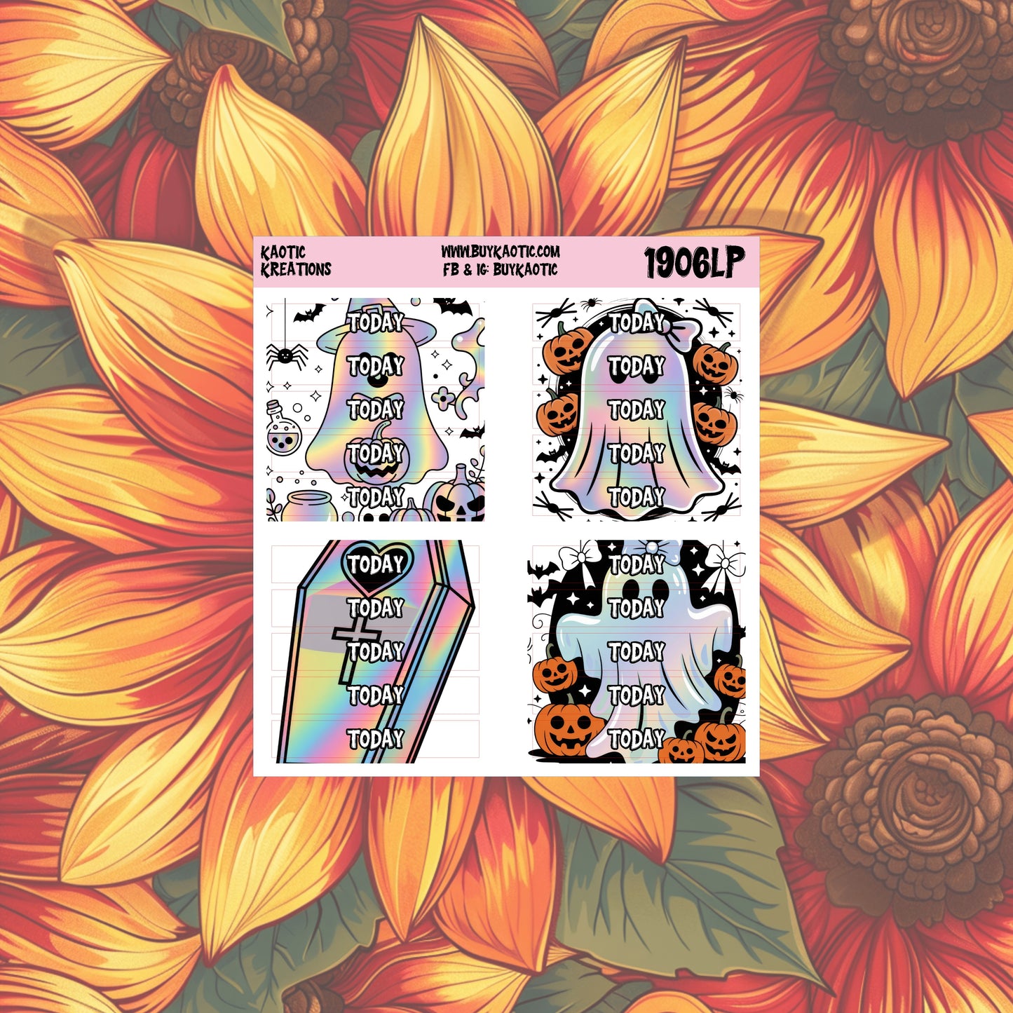 Holo Halloween Today Header Planner Stickers