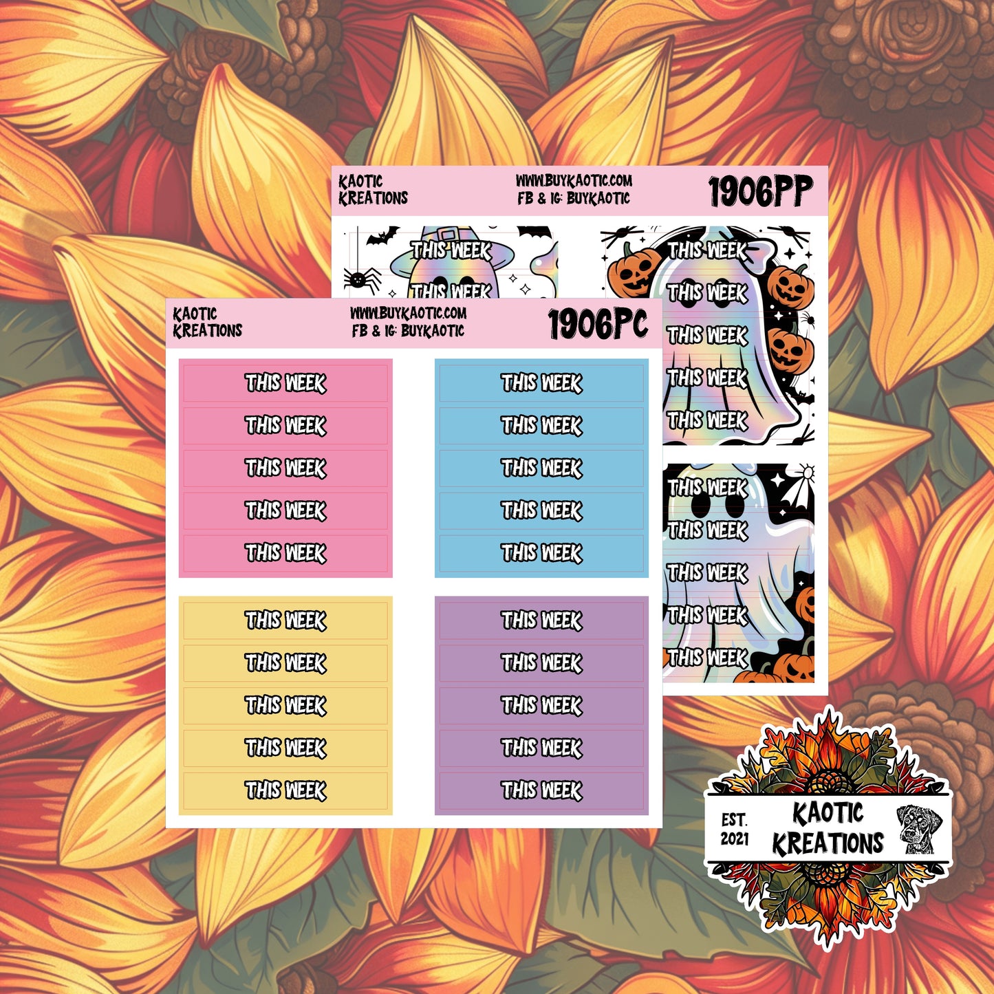 Holo Halloween This Week Header Planner Stickers