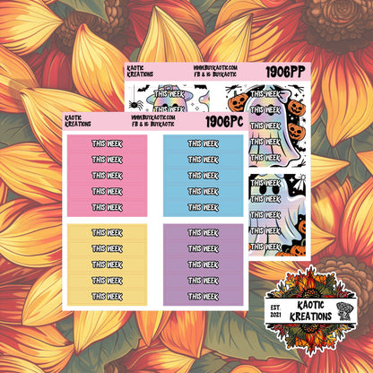 Holo Halloween This Week Header Planner Stickers
