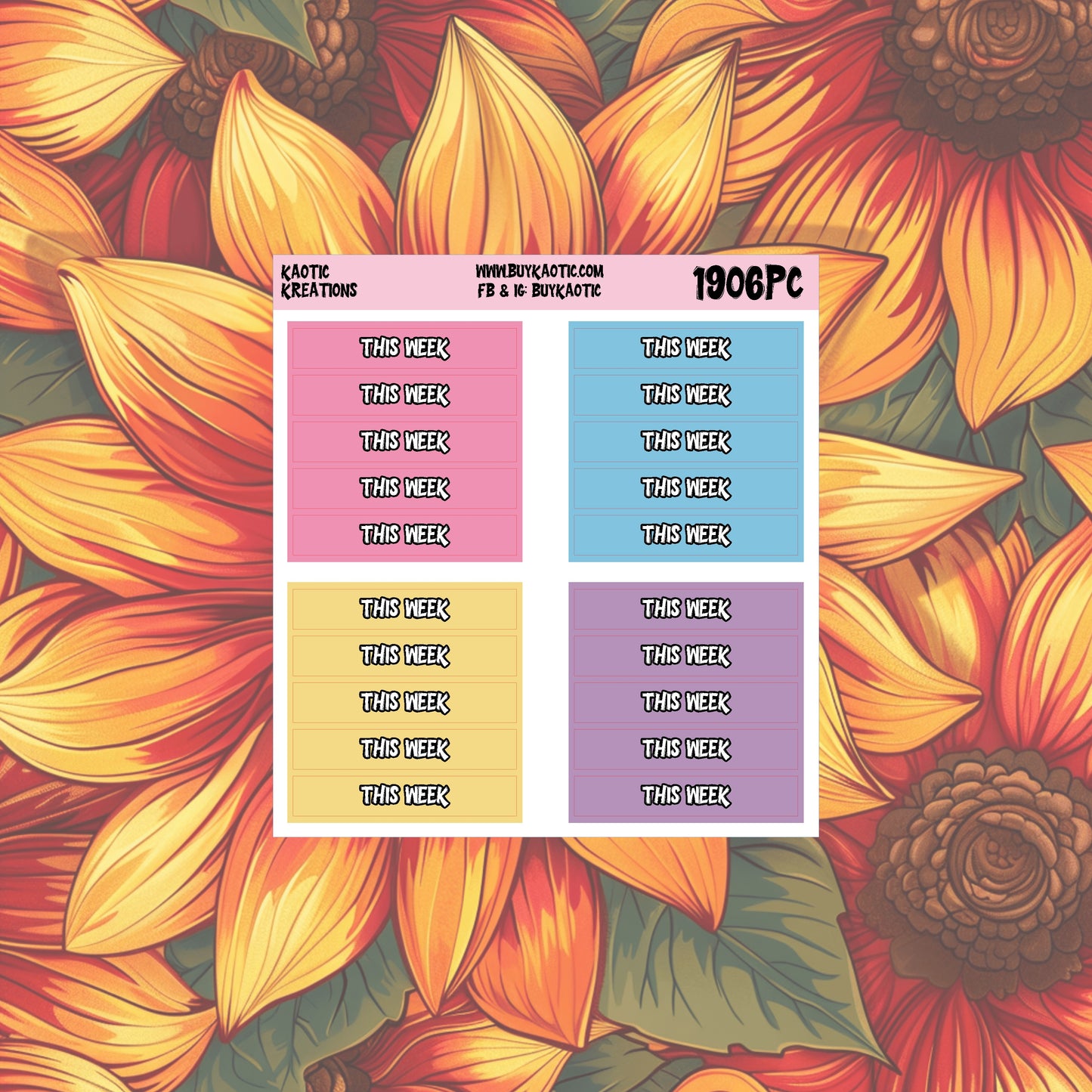 Holo Halloween This Week Header Planner Stickers
