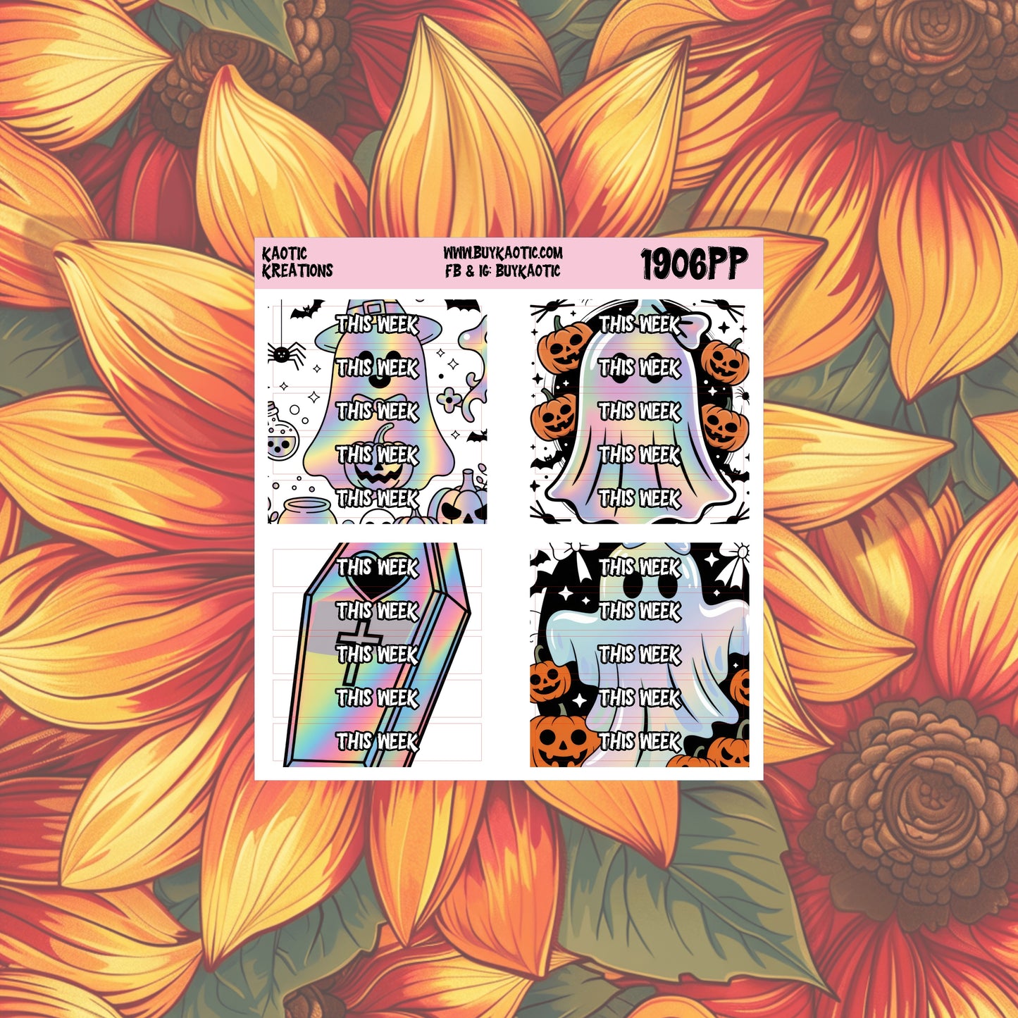 Holo Halloween This Week Header Planner Stickers