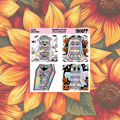 Holo Halloween This Week Header Planner Stickers