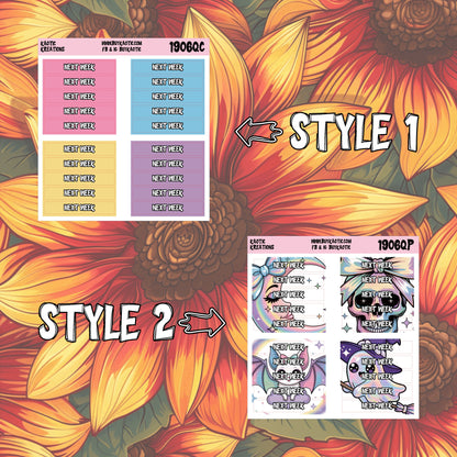 Holo Halloween Next Week Header Planner Stickers