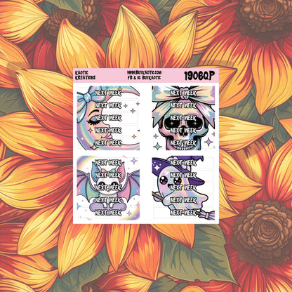 Holo Halloween Next Week Header Planner Stickers