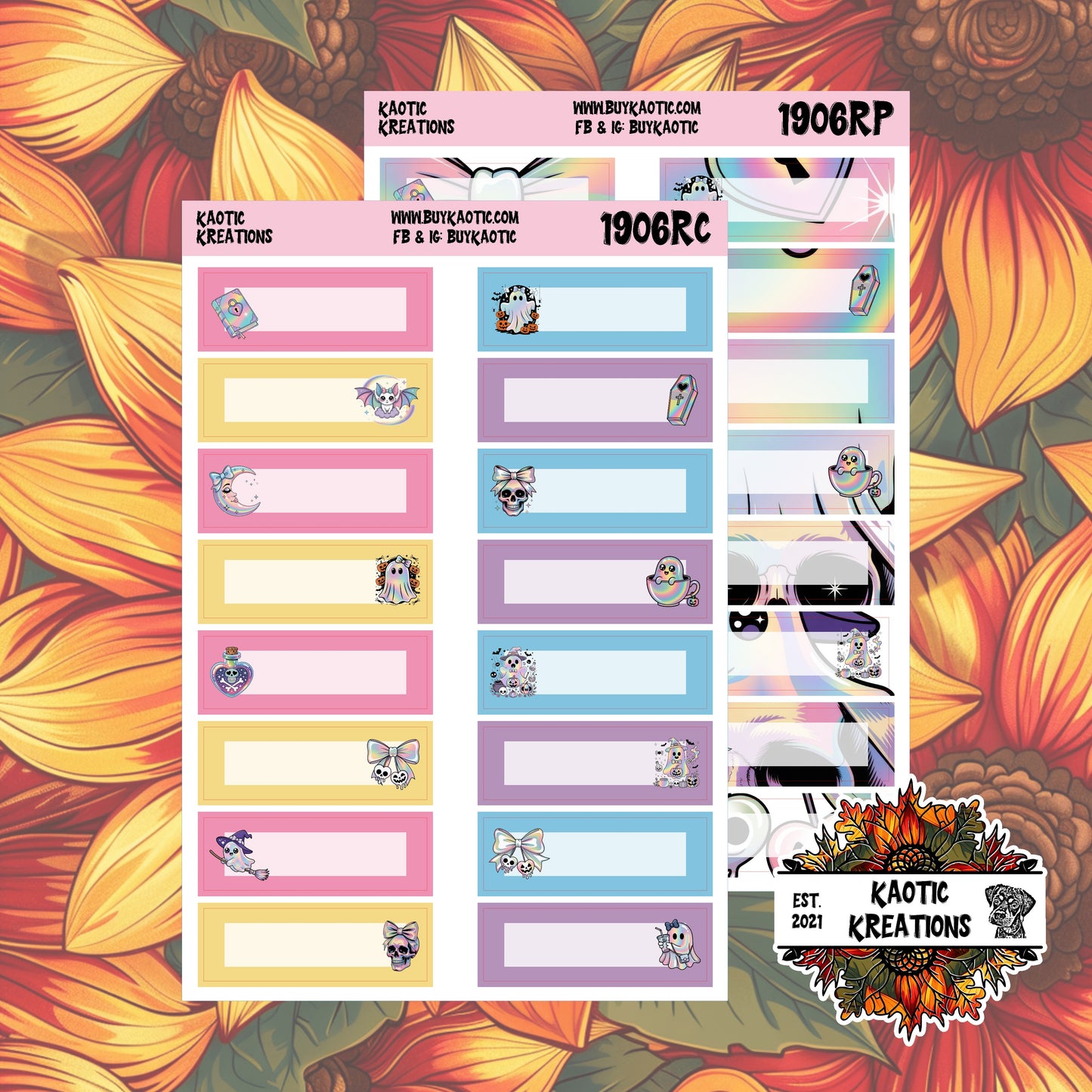 Holo Halloween Character Quarter Box Planner Stickers