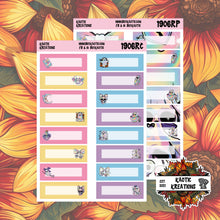 Load image into Gallery viewer, Holo Halloween Character Quarter Box Planner Stickers