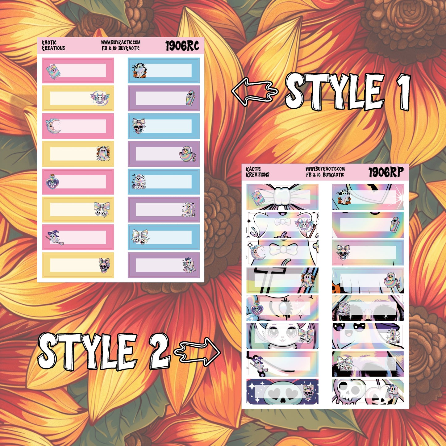 Holo Halloween Character Quarter Box Planner Stickers