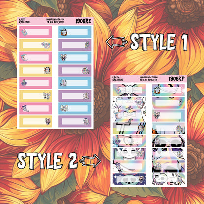 Holo Halloween Character Quarter Box Planner Stickers