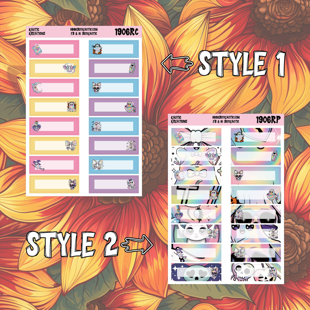 Holo Halloween Character Quarter Box Planner Stickers