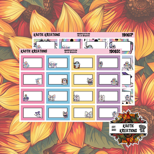 Holo Halloween Character Half Box Planner Stickers