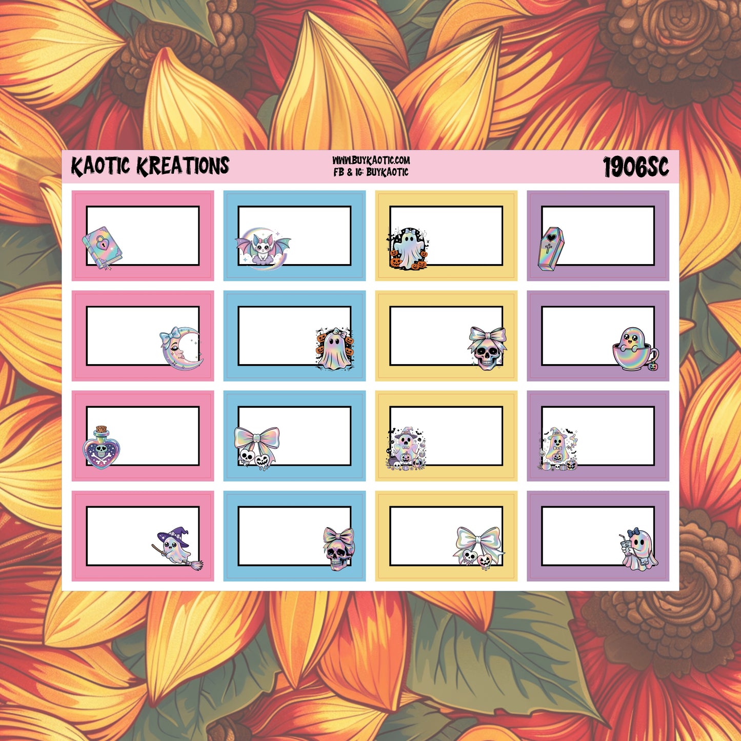 Holo Halloween Character Half Box Planner Stickers