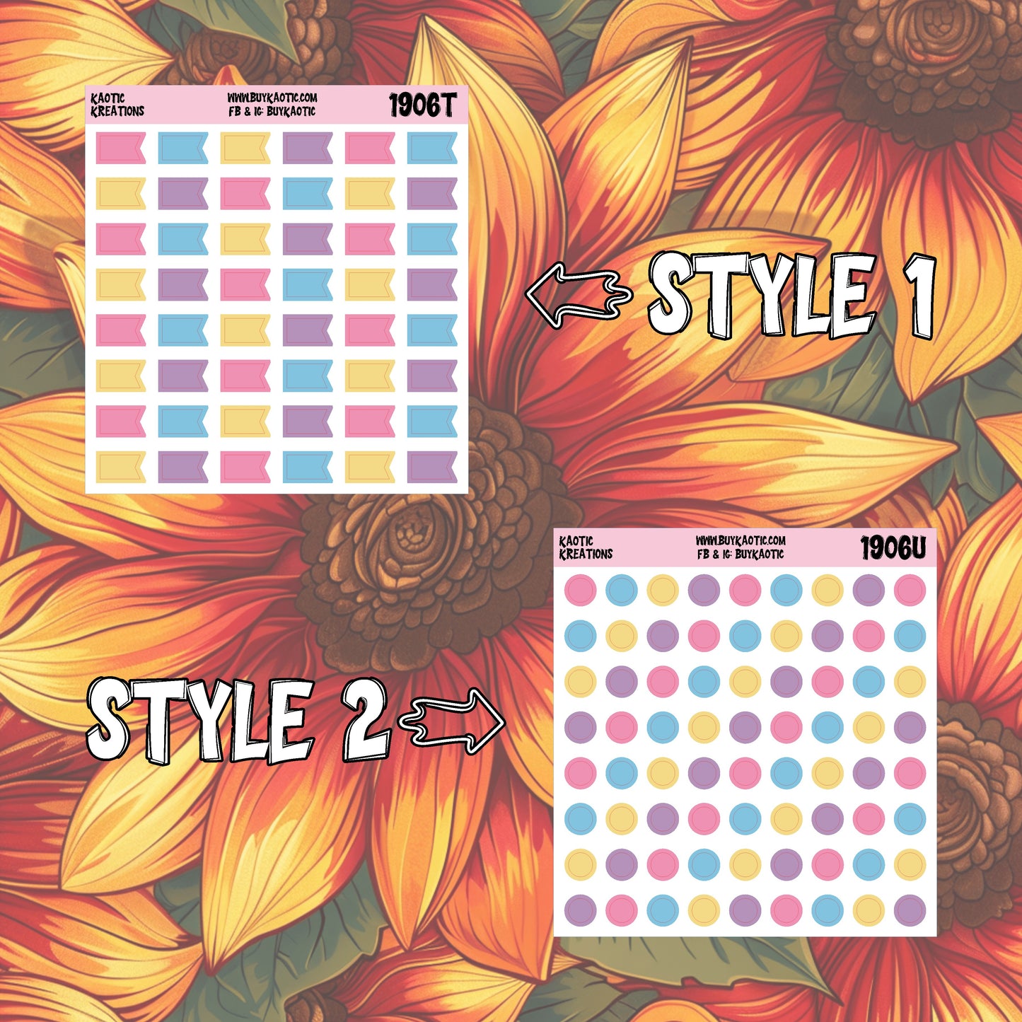 Holo Halloween Dots/Flags Planner Stickers