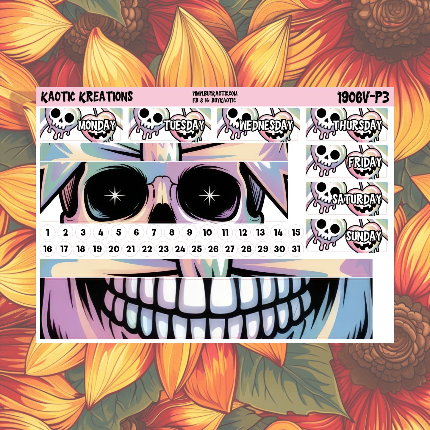 Holo Halloween Vertical Weekly Sticker Kit