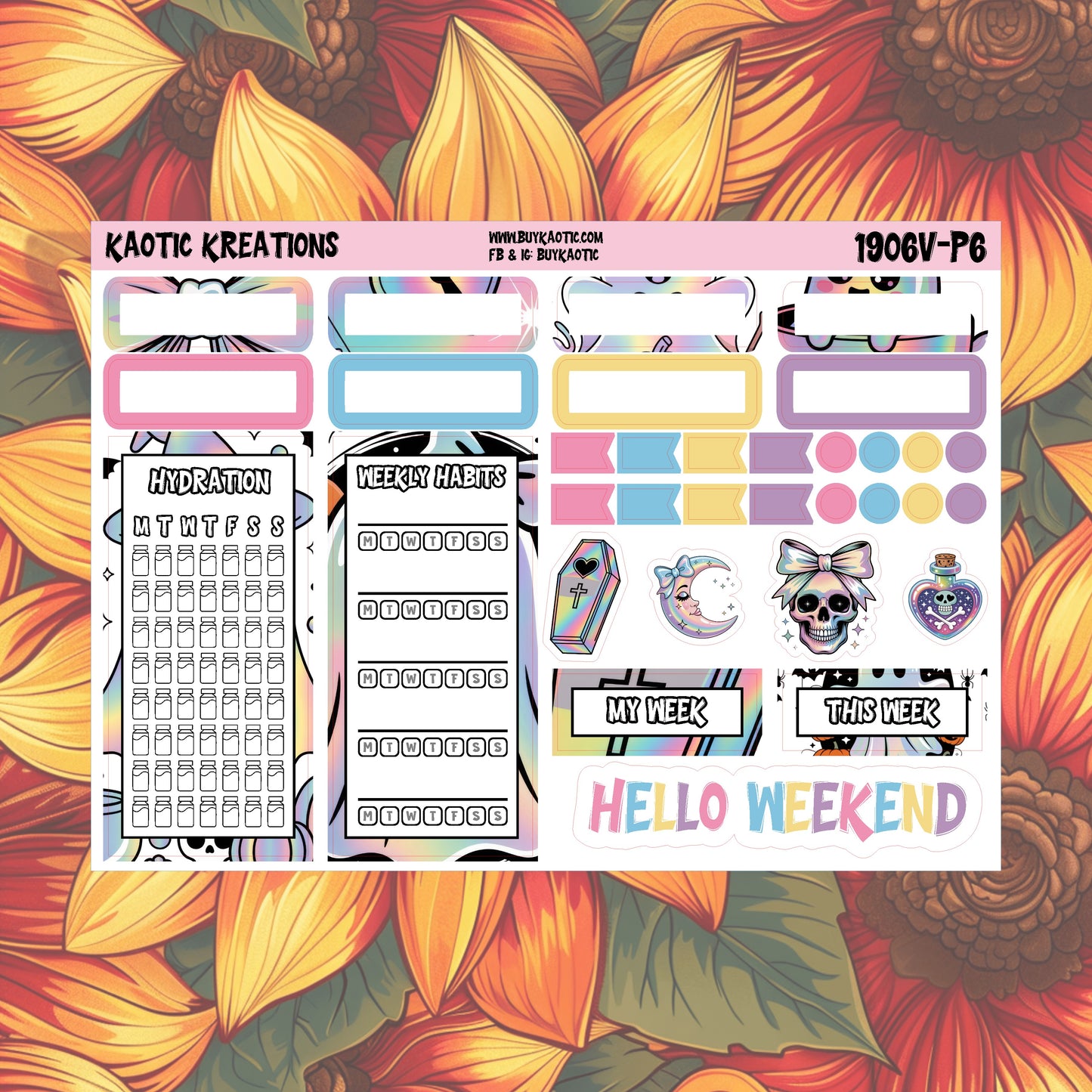 Holo Halloween Vertical Weekly Sticker Kit