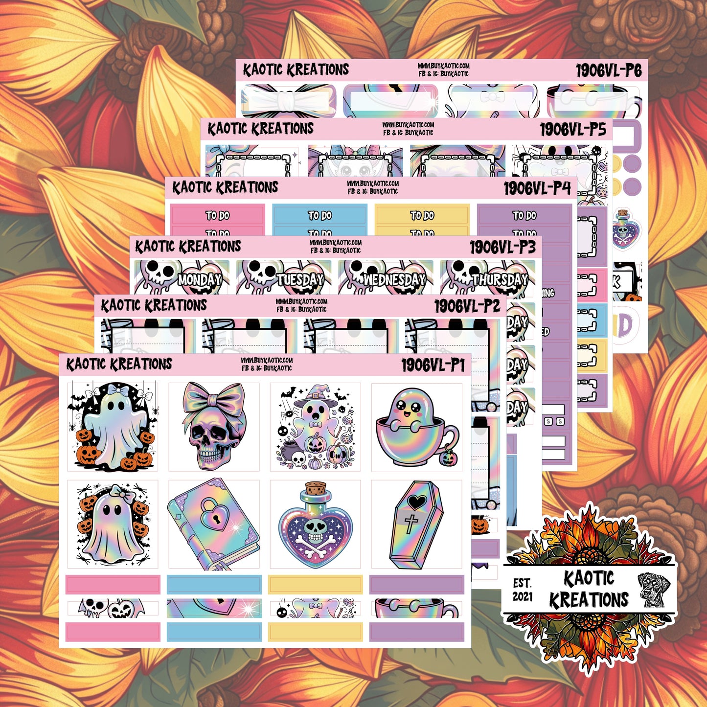 Holo Halloween Vertical Lite Weekly Sticker Kit