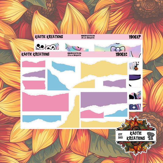 Holo Halloween Ripped Edges Planner Stickers