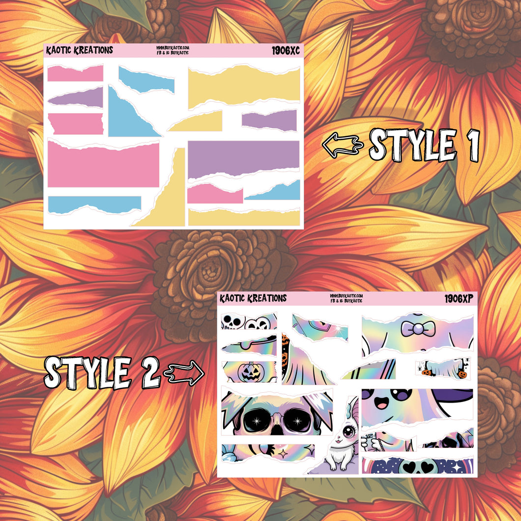 Holo Halloween Ripped Edges Planner Stickers