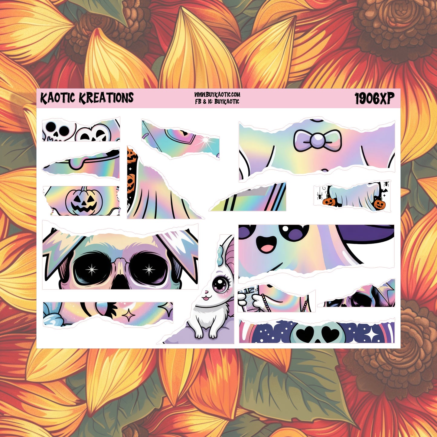 Holo Halloween Ripped Edges Planner Stickers