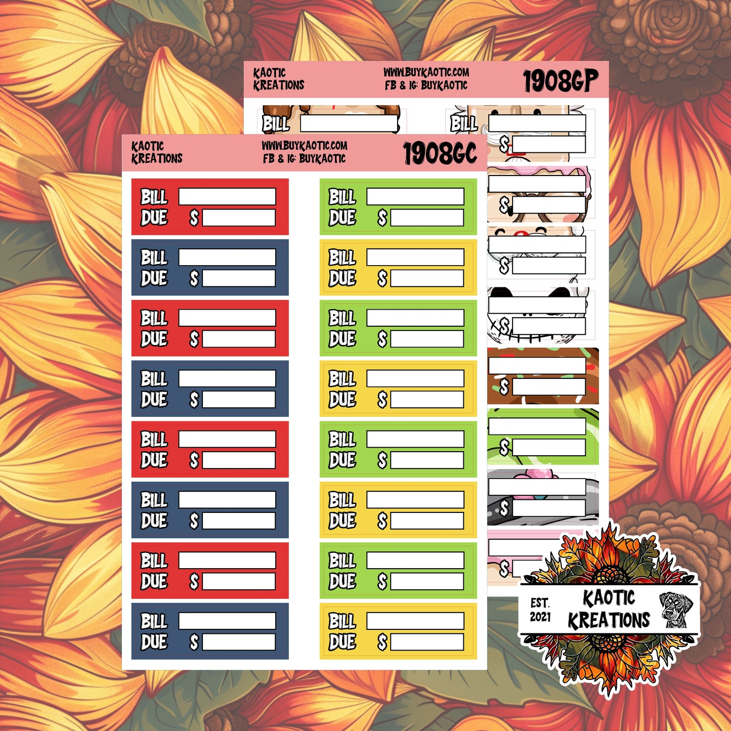 Warm Wishes Bill Due Planner Stickers