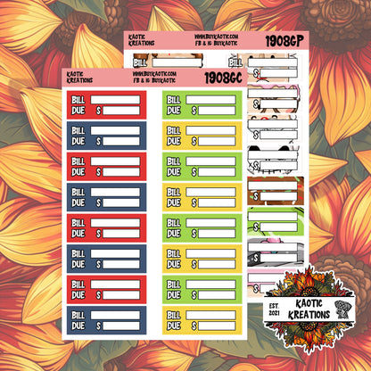 Warm Wishes Bill Due Planner Stickers