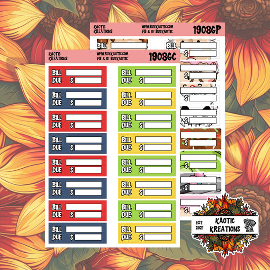 Warm Wishes Bill Due Planner Stickers