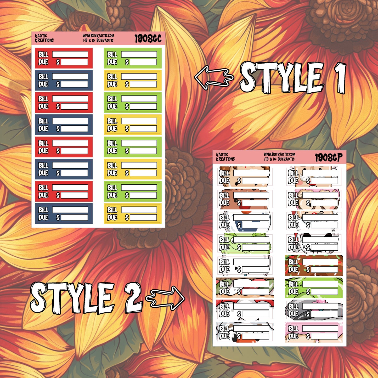 Warm Wishes Bill Due Planner Stickers