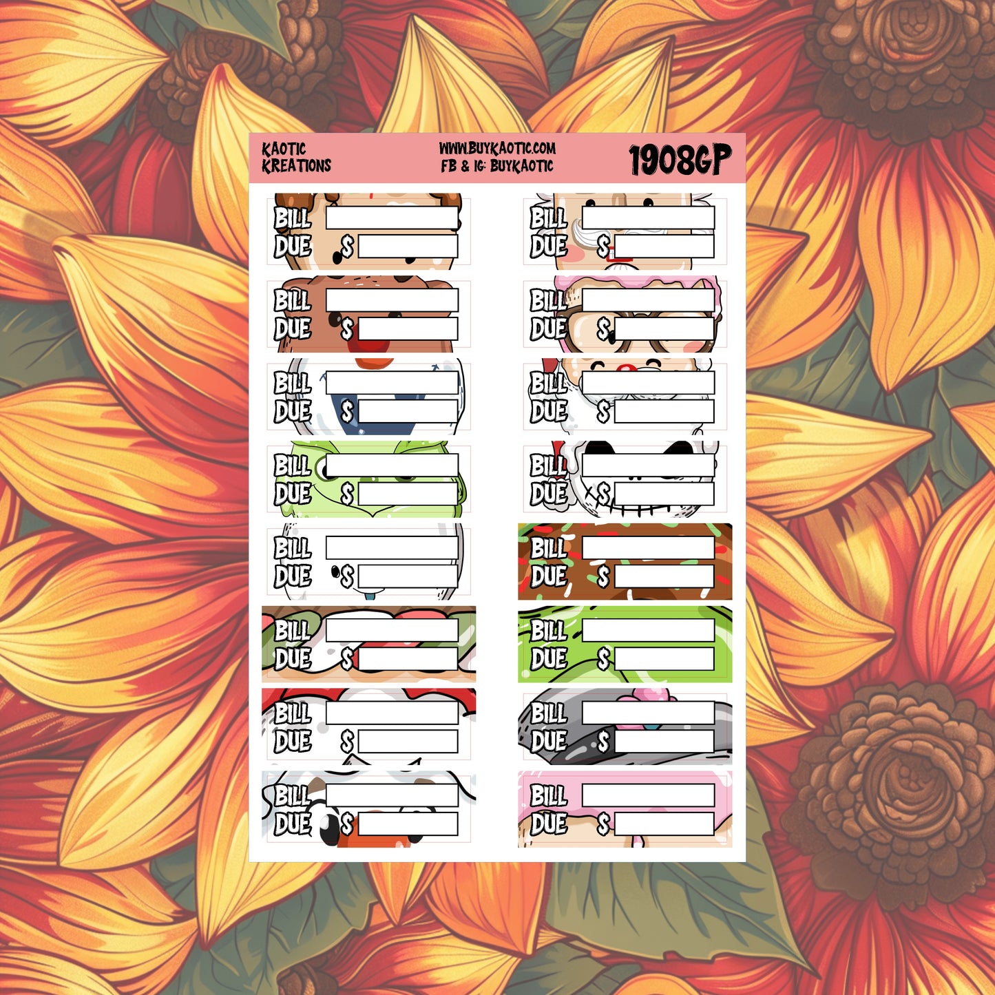 Warm Wishes Bill Due Planner Stickers