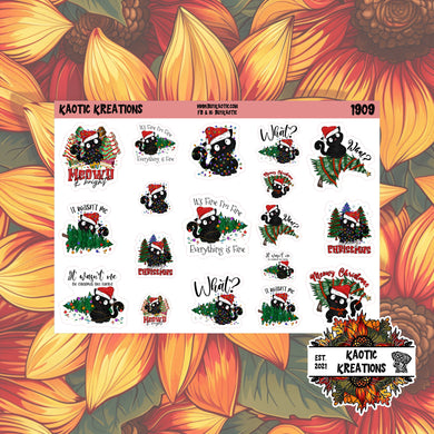 Black Cat Christmas Cat Stickers