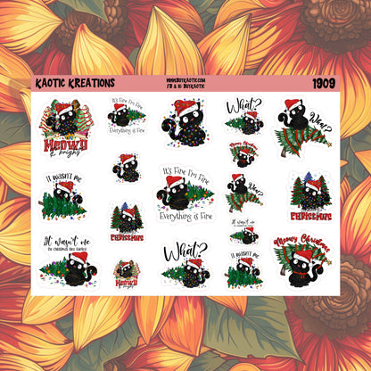 Black Cat Christmas Cat Stickers