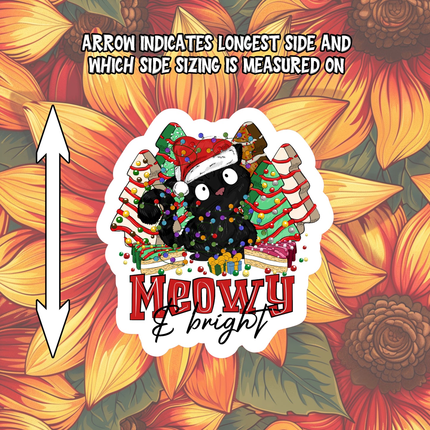 Meowy & Bright Christmas Black Cat Sticker