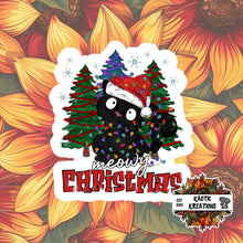 Load image into Gallery viewer, Meowy Christmas Black Cat Christmas Sticker