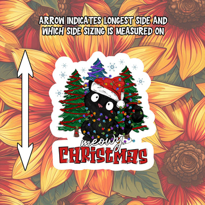 Meowy Christmas Black Cat Christmas Sticker