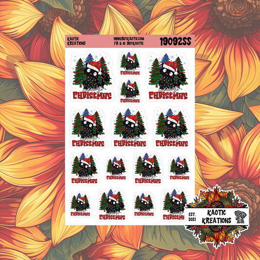 Meowy Christmas Black Cat Christmas Stickers