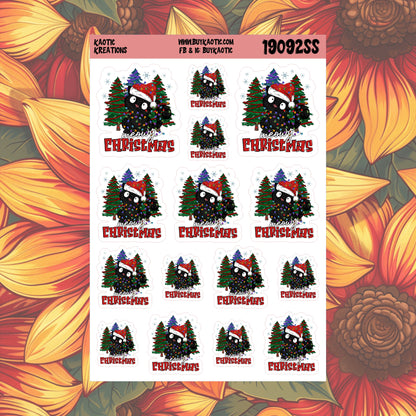 Meowy Christmas Black Cat Christmas Stickers