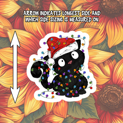 Christmas Lights Black Cat Christmas Sticker