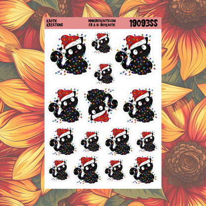 Christmas Lights Black Cat Christmas Stickers