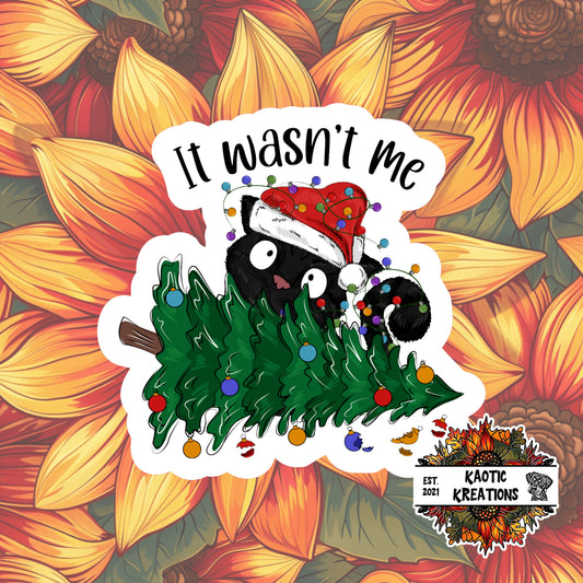 It Wasn't Me Black Cat Christmas Sticker