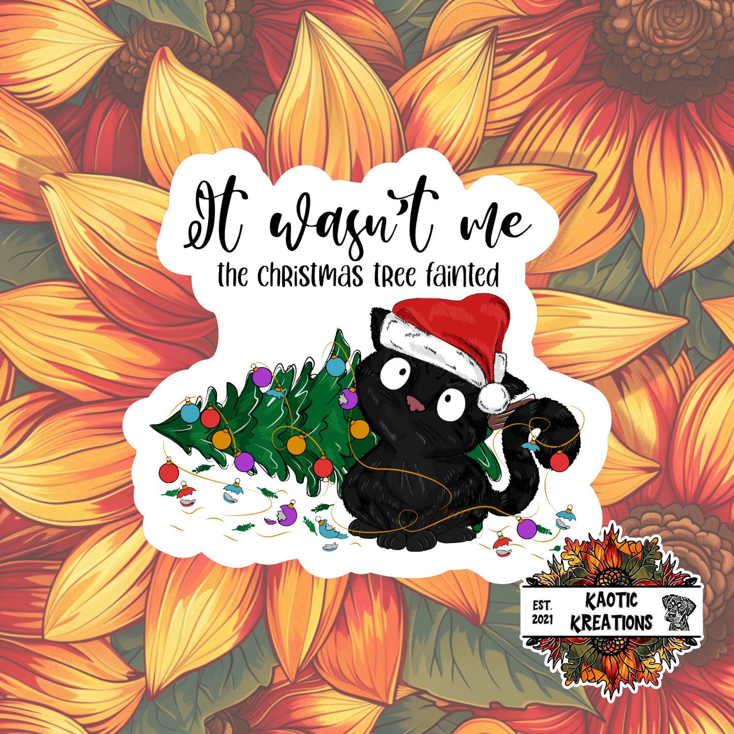 It Wasn't Me ... Black Cat Christmas Sticker